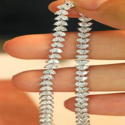 Pulseira de tênis personalizável de 18K com diamante de laboratório e gota de água de diamante completo