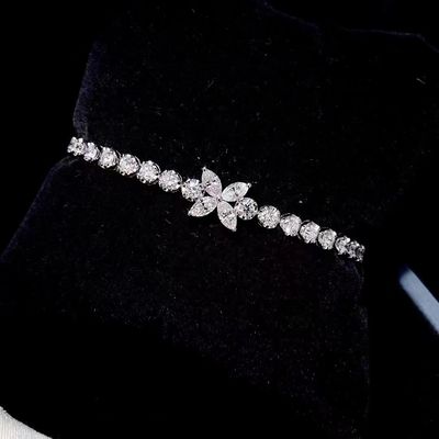 0.40ct-0.49ct D Laboratório Crescido Diamante Real Diamante Revestido de Ouro Pulseira Diamante Completo