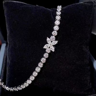 0.40ct-0.49ct D Laboratório Crescido Diamante Real Diamante Revestido de Ouro Pulseira Diamante Completo