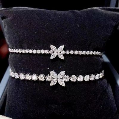 0.40ct-0.49ct D Laboratório Crescido Diamante Real Diamante Revestido de Ouro Pulseira Diamante Completo