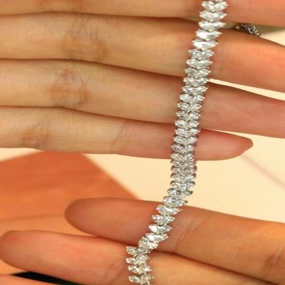 Pulseira de tênis personalizável de 18K com diamante de laboratório e gota de água de diamante completo