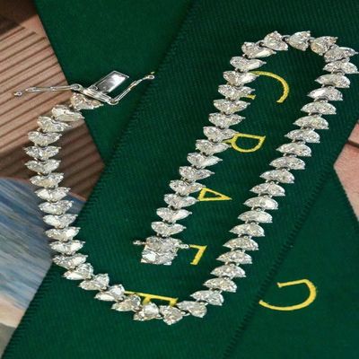 Pulseira de tênis personalizável de 18K com diamante de laboratório e gota de água de diamante completo