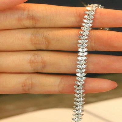 Pulseira de tênis personalizável de 18K com diamante de laboratório e gota de água de diamante completo