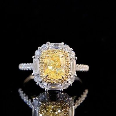 Pagamento inicial 18K Laboratório diamantes Anel e diamante amarelo Anel e pingente de dupla finalidade