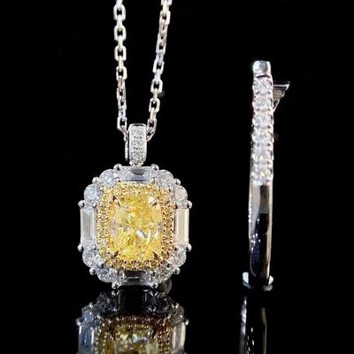 Pagamento inicial 18K Laboratório diamantes Anel e diamante amarelo Anel e pingente de dupla finalidade