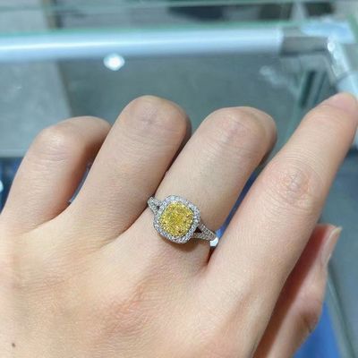 Pagamento inicial 18K Laboratório diamantes Anel e diamante amarelo Anel e pingente de dupla finalidade