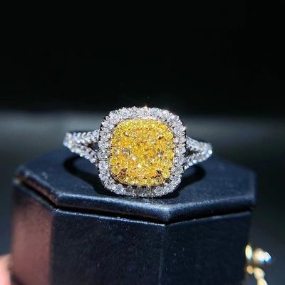 Pagamento inicial 18K Laboratório diamantes Anel e diamante amarelo Anel e pingente de dupla finalidade