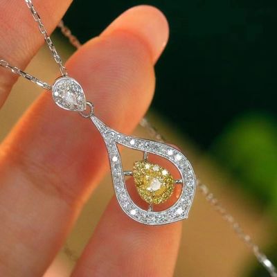 Choker Ouro Real Laboratório Crescido Diamante Colares Amarelos Personalização com Diamante Amarelo