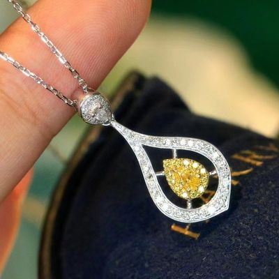 Choker Ouro Real Laboratório Crescido Diamante Colares Amarelos Personalização com Diamante Amarelo