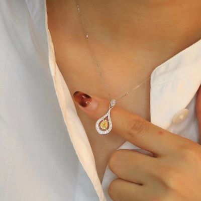 Choker Ouro Real Laboratório Crescido Diamante Colares Amarelos Personalização com Diamante Amarelo