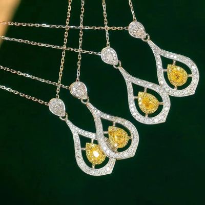 Choker Ouro Real Laboratório Crescido Diamante Colares Amarelos Personalização com Diamante Amarelo