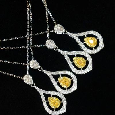 Choker Ouro Real Laboratório Crescido Diamante Colares Amarelos Personalização com Diamante Amarelo