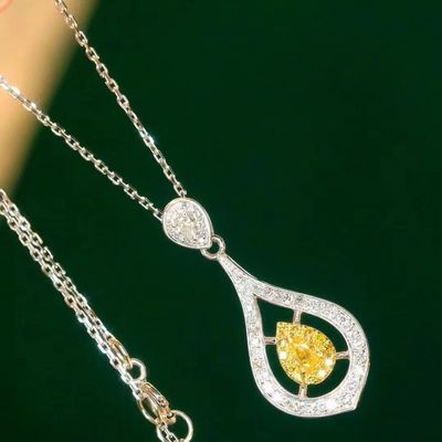 Choker Ouro Real Laboratório Crescido Diamante Colares Amarelos Personalização com Diamante Amarelo